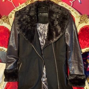 Black leather and suede jacket